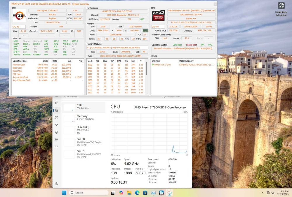 PC Gaming Ryzen 7 7800X3D RX 9070 XT