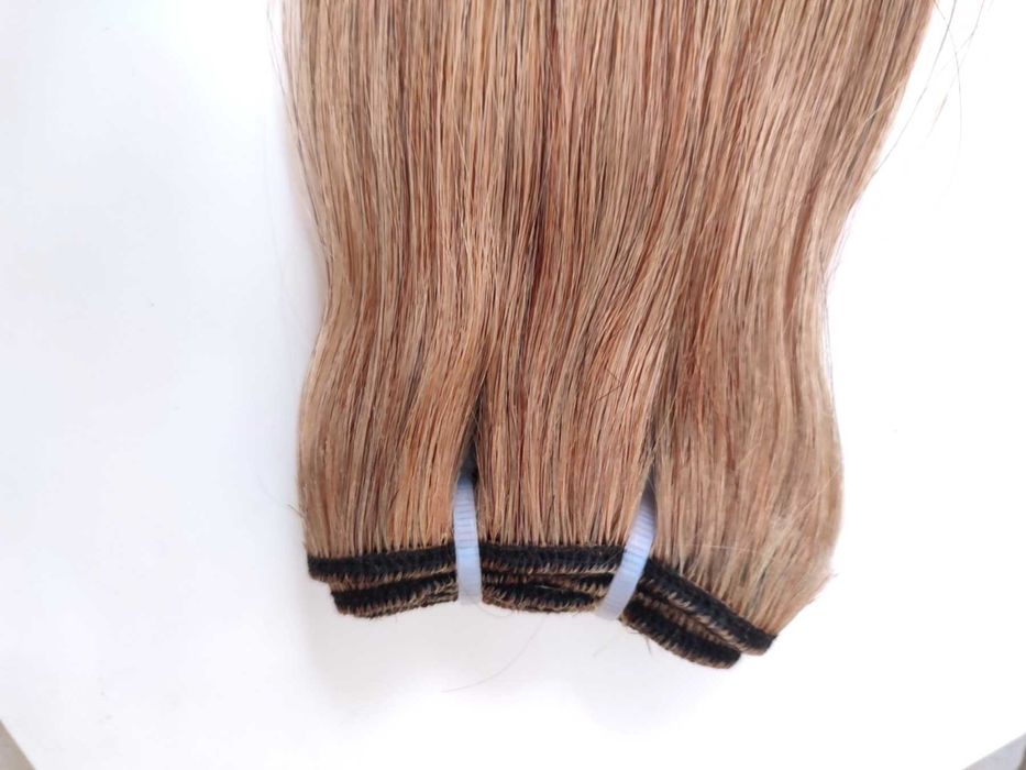 100% естествена коса, реми екстеншъни, среден клас, тъмно руса, 60см