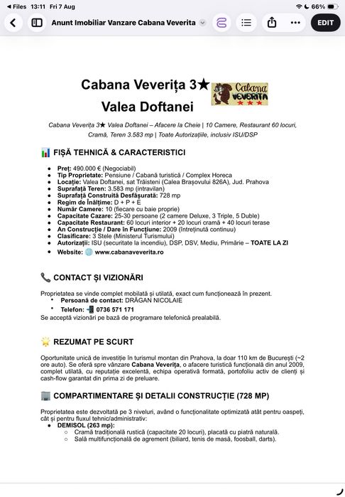 Pensiune de vanzare