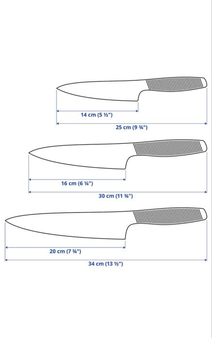 IKEA 365+ Set cuțite, 3 piese, gri