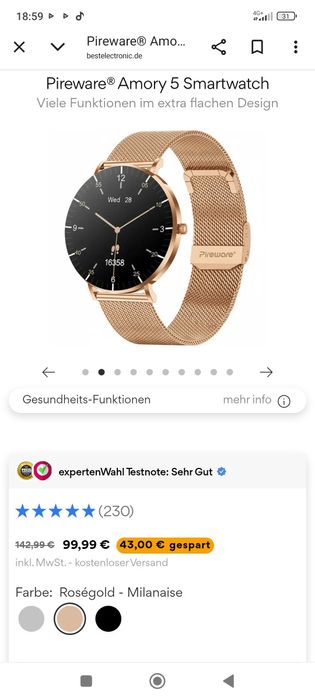 Ceas smartwatch Pireware Amory 5 – Nou, sigilat – Monitorizare puls &