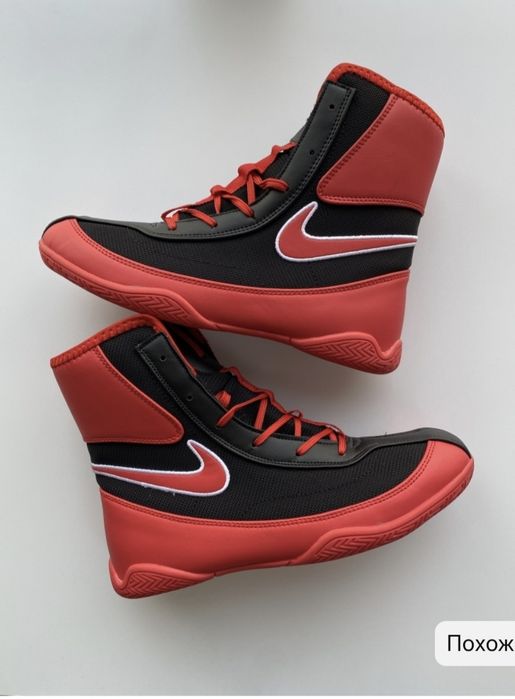 Кроссовки высокие Nike, красно-чёрные