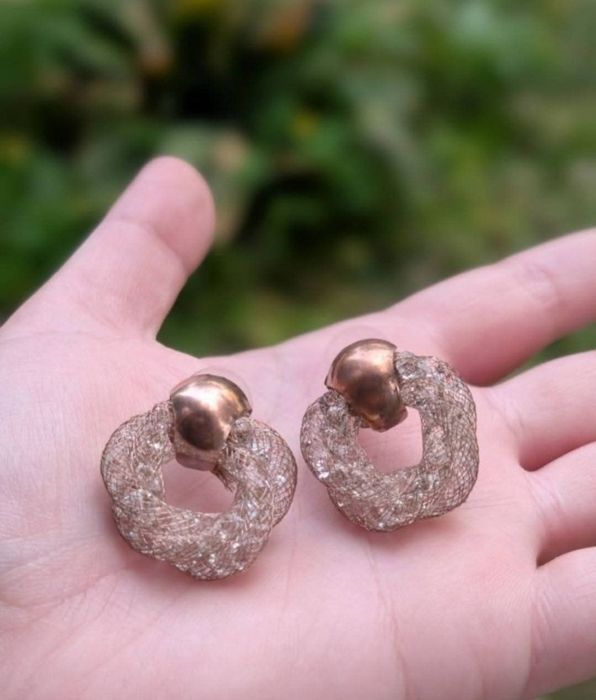 Vechi cercei din cupru, cristale Swarovski