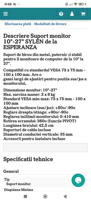 Vând suport de doua monitoare