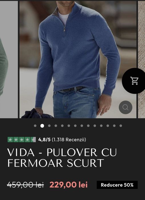 Pulover albastru cu fermoar scurt, marimea XL, nou, nepurtat!