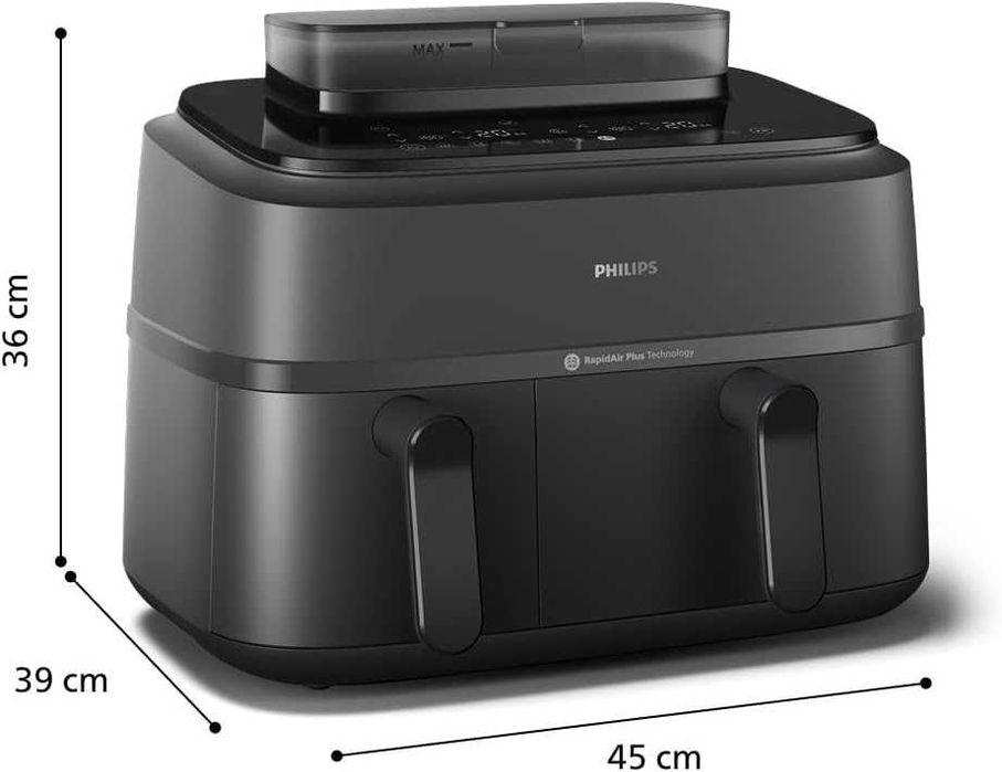 ПРОМО Нов 2г Гаранция Фритюрник с Горещ Въздух Airfryer Philips NA550/00 с Двойна Кошница