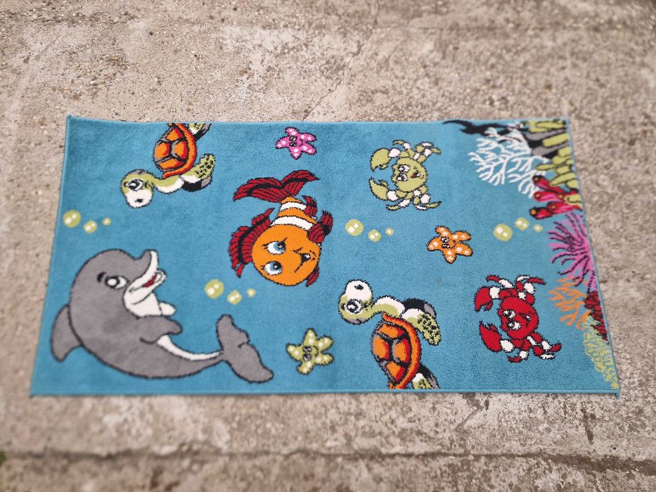 Covor Camera Copii Model Animalute Marime 80 x 150 cm, Albastru
