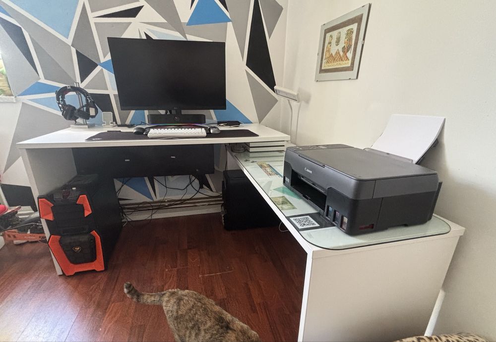 Vând birou pe colt “Casa Rusu” alb, dreapta/stanga, 140/140