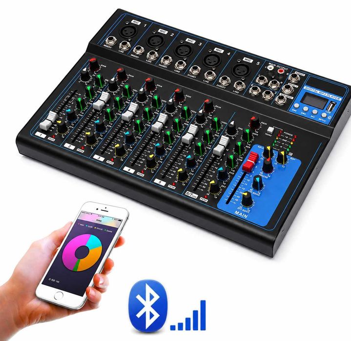 Pasiv mixer audio profesional 7 canale F7-MB pentru boxe active Bluetooth USB Mp3 Egalizator