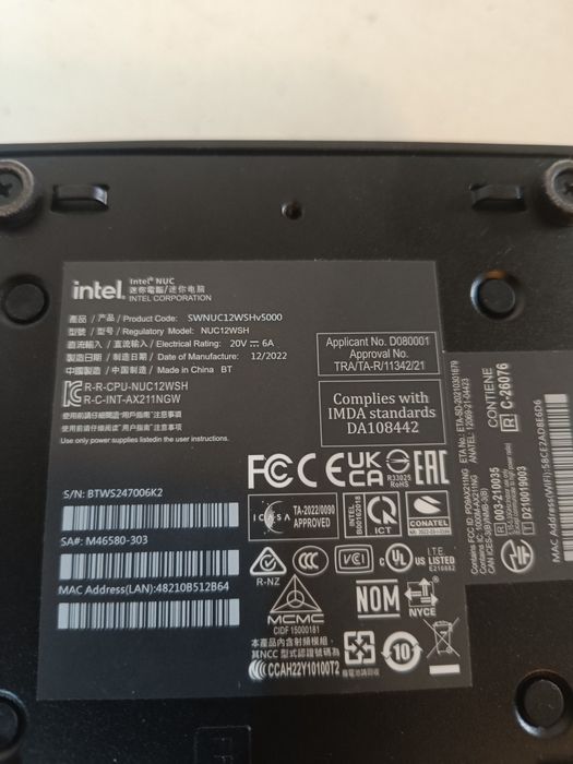 Mini PC Intel NUC 12 Pro Intel I5-1250P 16 GB RAM, 256 GB SSD
