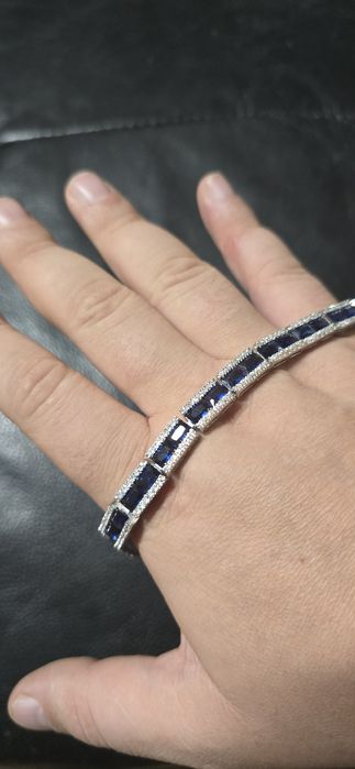 Brățară tenis argint safire