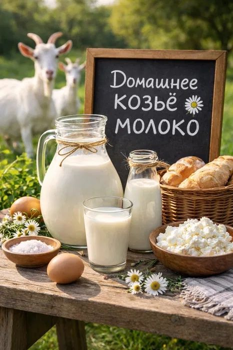 Домашнее козье молоко.