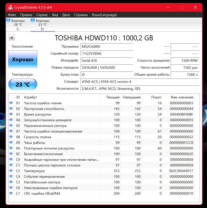 HDD Toshiba 1 терабайт