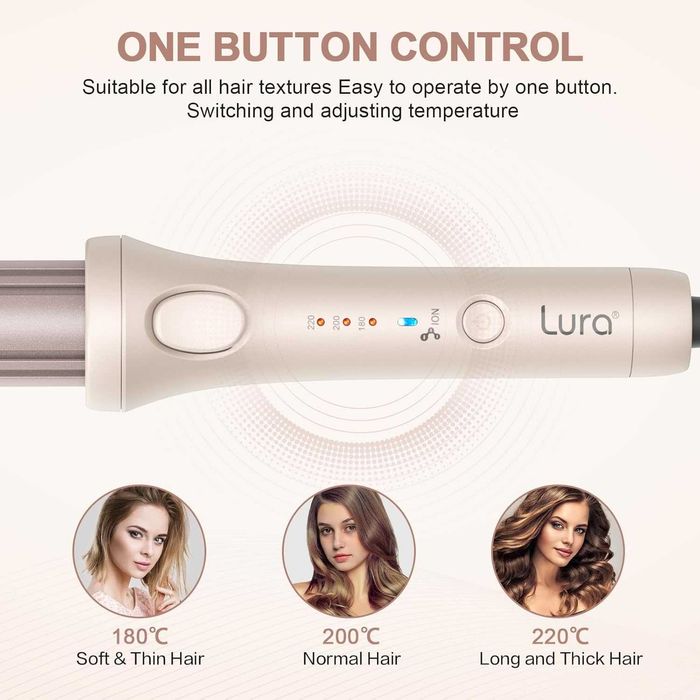 LURA Преса за коса и маша 2 в 1 Керамична йонна 25 мм Бързо загряваща