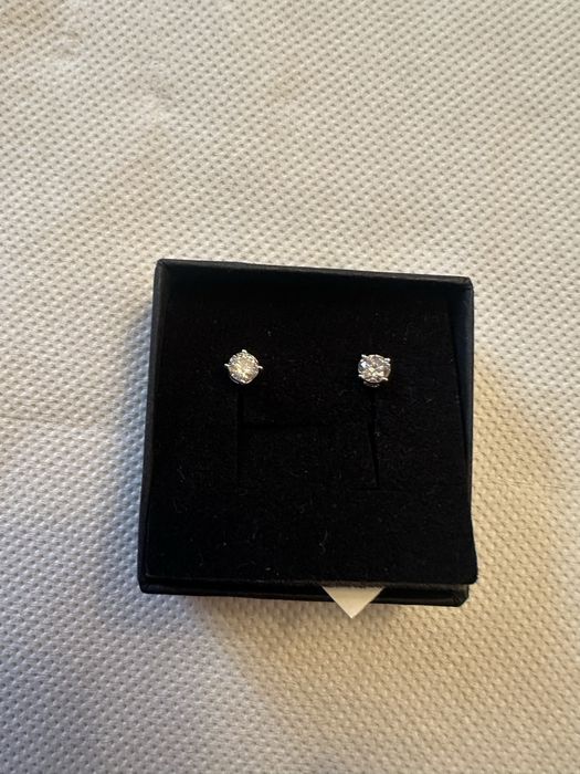 Cercei aur alb 18k si diamante