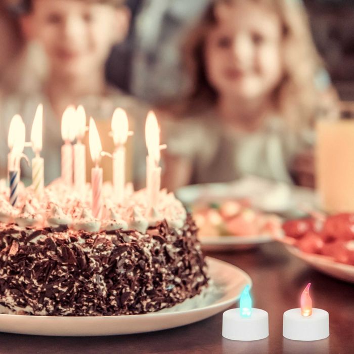 Set 24 lumanari LED efect de flacara reala baterii incluse multicolor