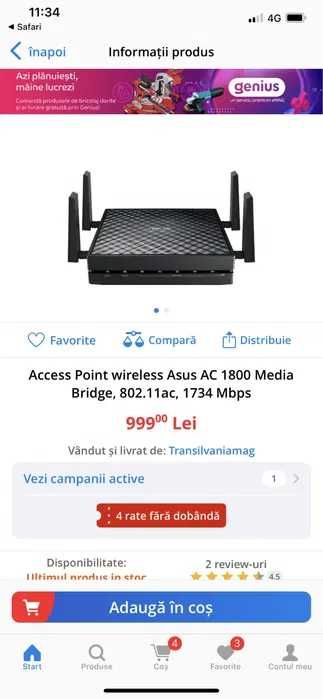 Router / Acces point ASUS model EA-AC 87 5ghz