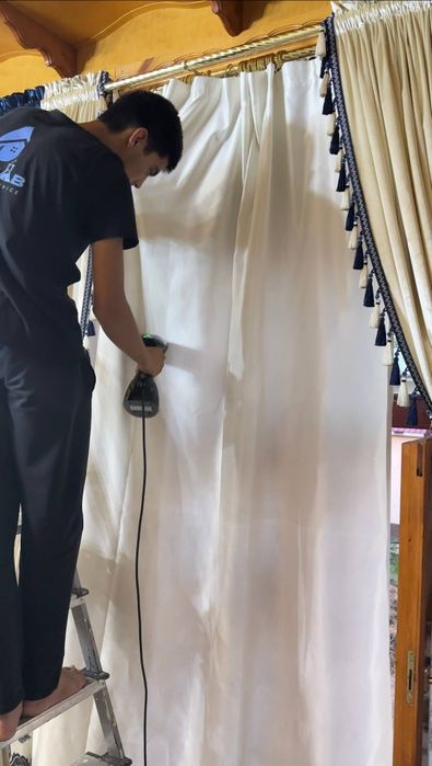 Стирка штор, химчистка штор на весу