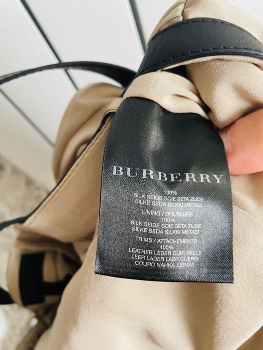 Rochie din matase cu cureluse din piele Burberry Prosum