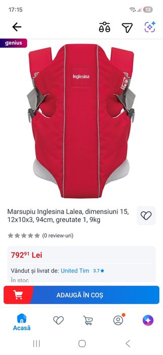 Vand marsupiu Iglesina rosu achizitionat din Italia