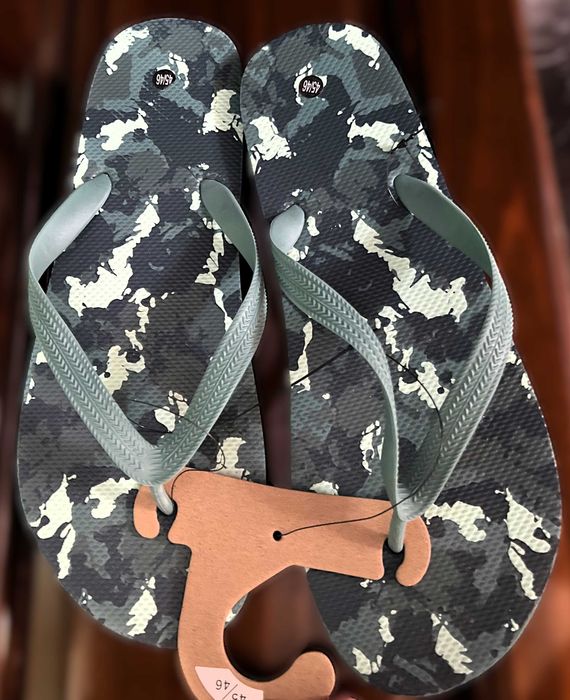 Papuci plaja Inextenso barbati 45/46, verde, camuflaj