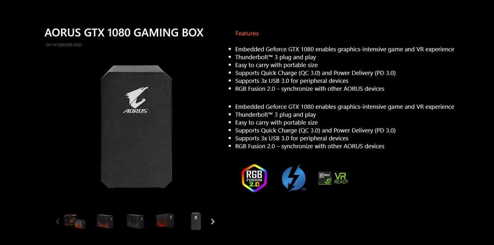AORUS GTX 1080 GAMING BOX - eGPU Placa Video Externa Thunderbolt Horezu ...