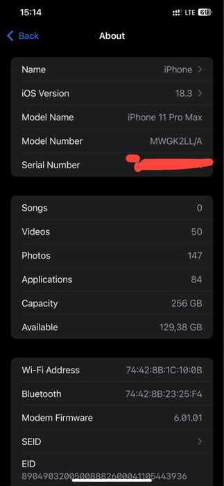 iPhone 11 Pro Max, LLA , yomkost 83, 256 GB