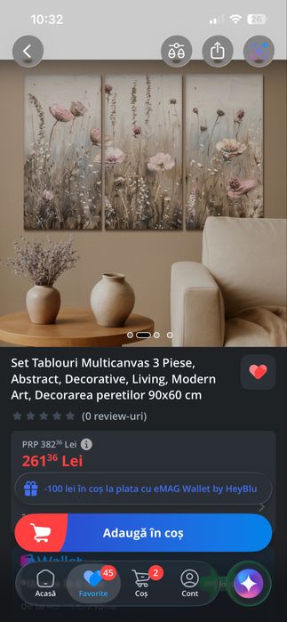 Set 3 tablouri canvas 40x60 / 60x120 total