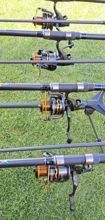 Set 4 Lansete Carbon 3,90 m, 4 Mulinete Fascinate 8000,Rod Pod Echipat