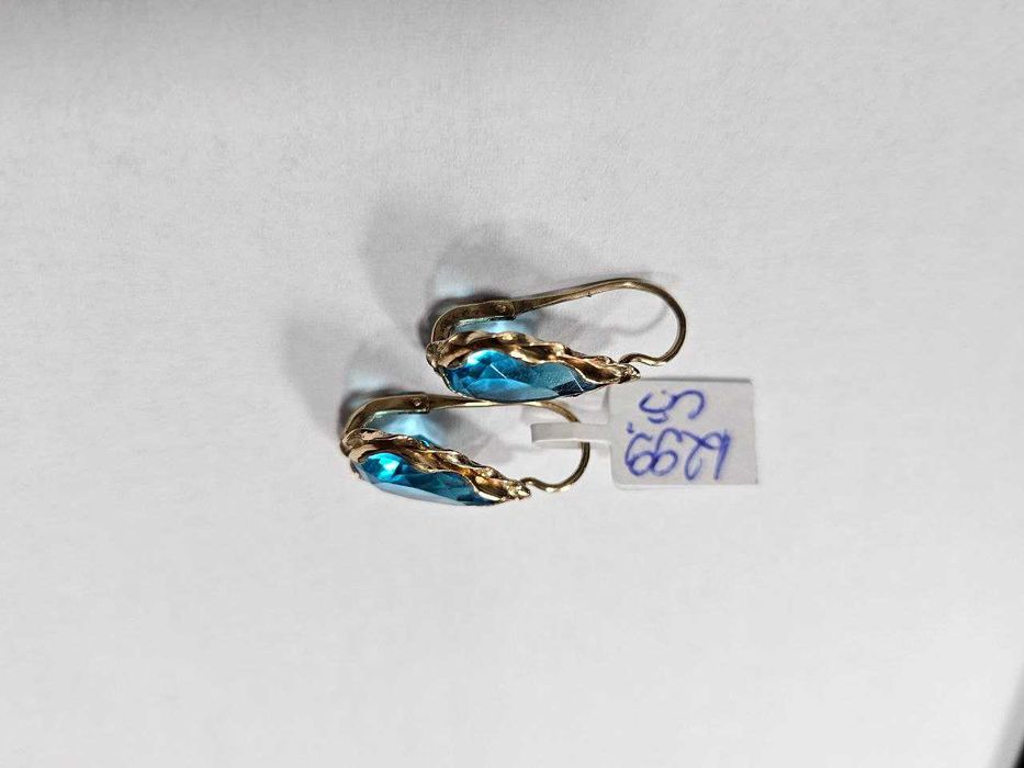 Cercei Cu Piatra Albastra Aur 14k 4.33gr (ctg)staramanet