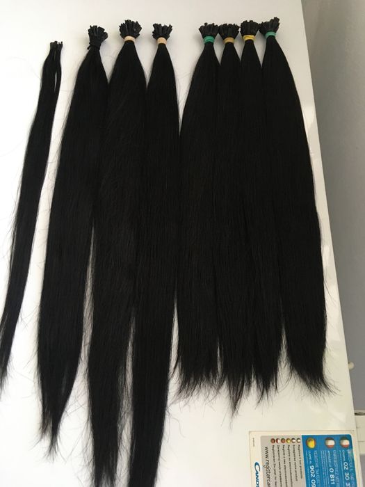 Extensii par natural 100% cheratina negru 50cm,120 suvite