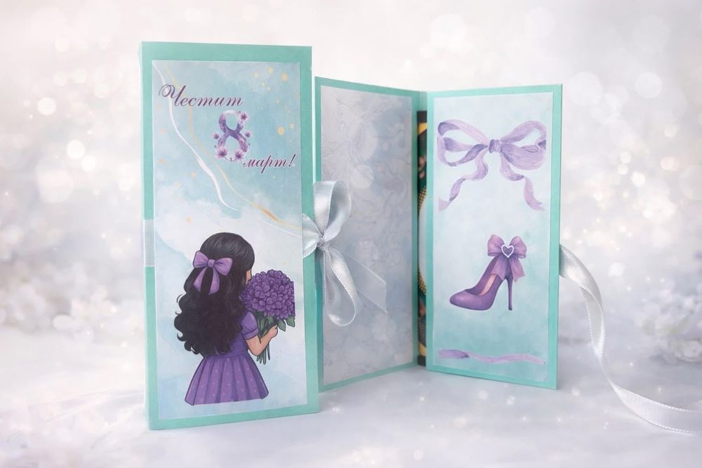 Ръчно изработени картички с джоб за пари или шоколад