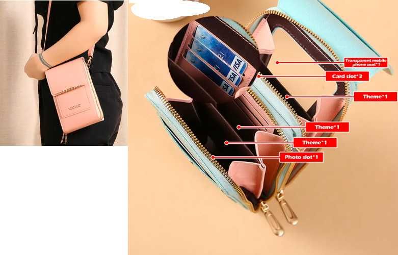 Чантa през рамо - Дамска чанта -  Портмоне със сензорен екран