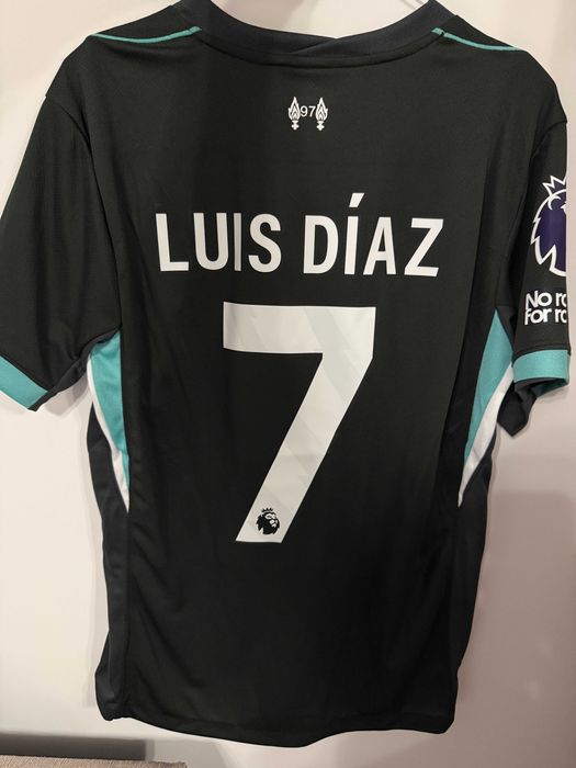 Tricou Liverpool Luis Diaz away negru cu badge premier league fotbal