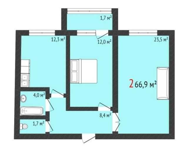 Продажа 2-комнатной квартиры