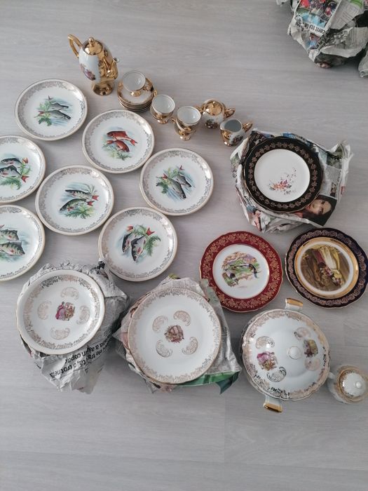 Farfurii portelan limonges, bavaria l'amandinoise foite aur