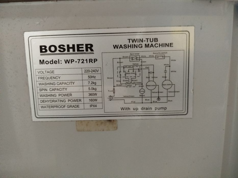 Стиральная машина Bosher 7 кг полуавтомат
