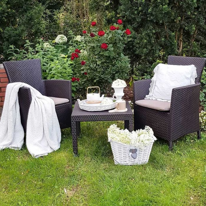 Мебель садовая стол и два кресла полиротанг