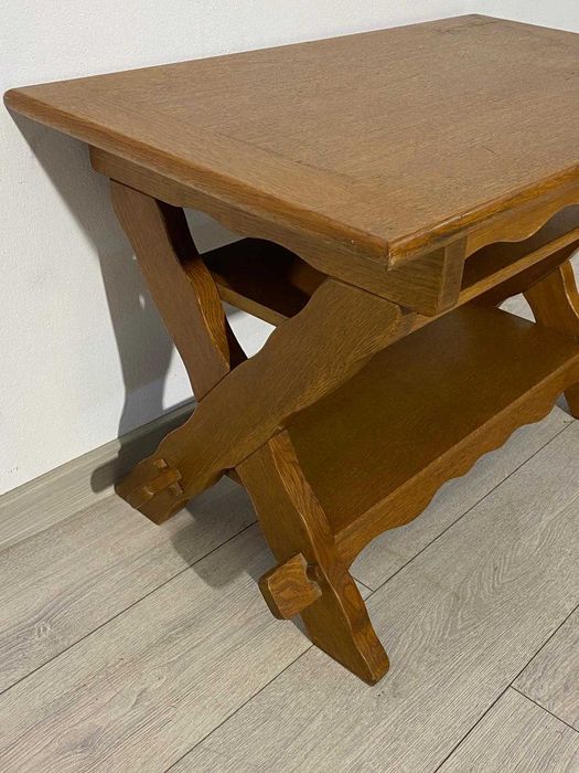 Masă de Cafea 82x50 cm; Măsuță Solidă din Lemn de Stejar