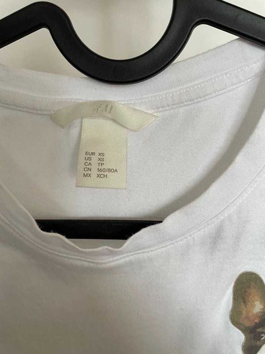 Дамска бяла памучна тениска H&M