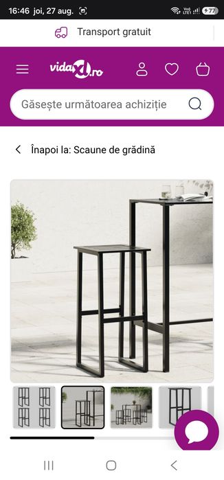 Scaune bar 4 buc. negru 38x38x80 cm oțel vopsit electrostatic