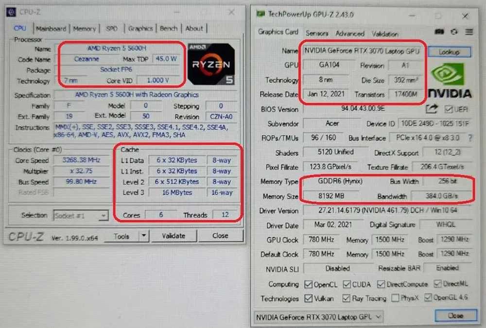 RTX 3070 8GB/AMD Ryzen 5/16GB RAM/512G SSD/17.3 144hz IPS/Acer Nitro 5