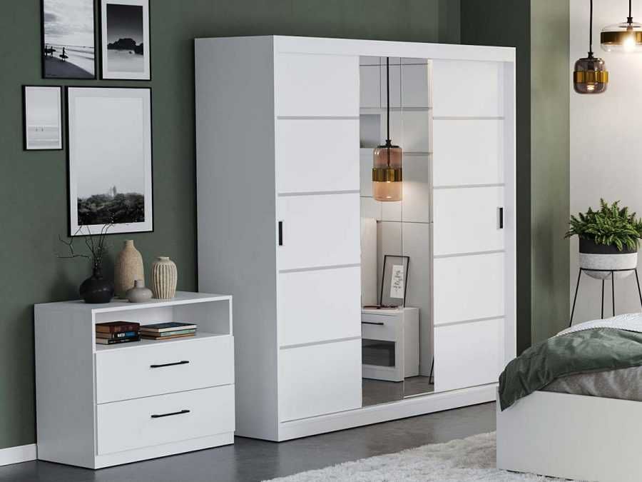 Dulap Nordis 184 usi alb/oglinda