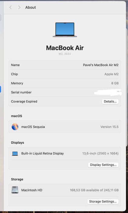 MacBook Air M2, 2022 13 дюймов