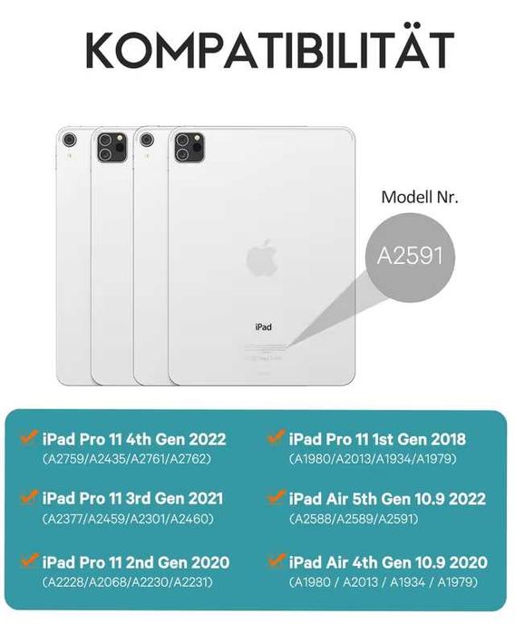 Husă iPad Air 11" cu Tastatură și Touchpad – QWERTZ – Gri – Nouă