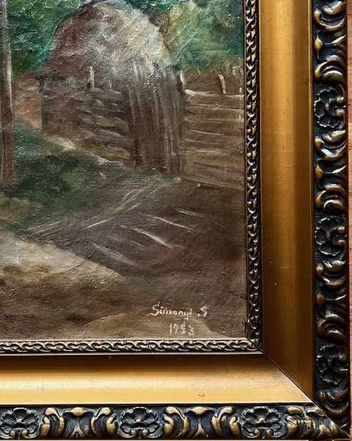 "DOI PRIETENI PE ULITA" Tabl0u vechi, realiz in ul>pza> 75x60 cm semn