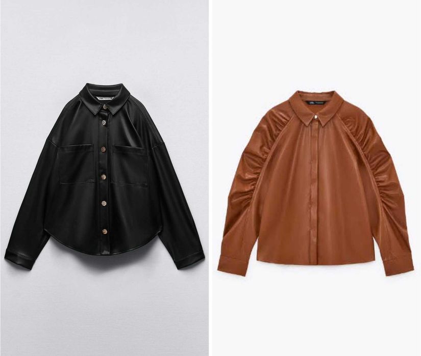 Zara две кожени връхни ризи якета, размер S овърсайз