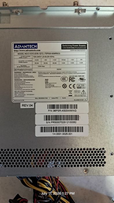 Sursa Server Redundanta Advantech FSP500-60MRB(S) 500W 80+ Gold