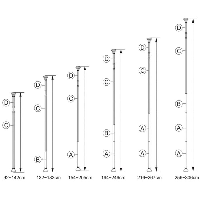 Регулируем телескопичен рафт за баня с 4 нива, 155-304 см