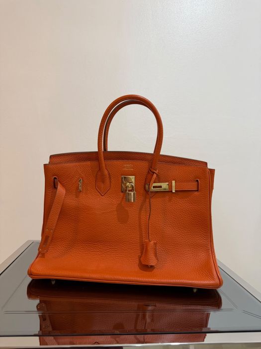 Geantă Hermès Birkin portocalie – piele naturală, hardware auriu